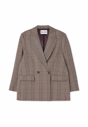 Doppeltbreasted Blazer in einem braunen, schwarzen und roten Karomuster. Verfügt über Spitzrevers, zwei Vorder-taschen und ein glattes Futter.