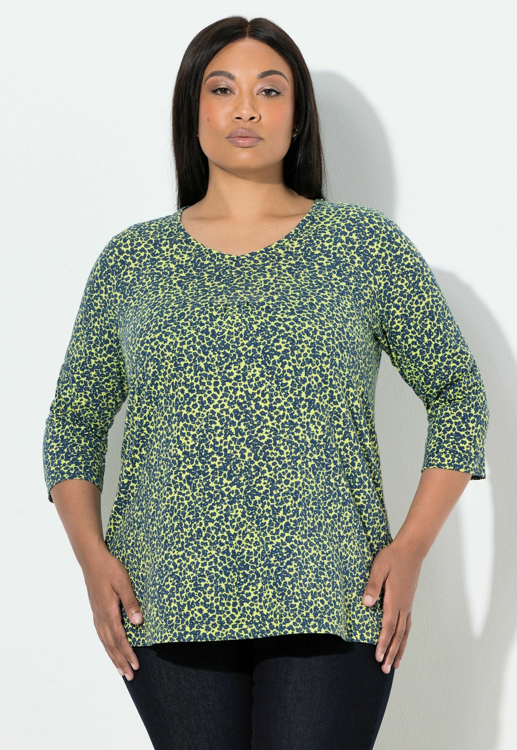Ulla Popken T-SHIRT, A-LINIE, ZIERFALTEN, RUNDHALS