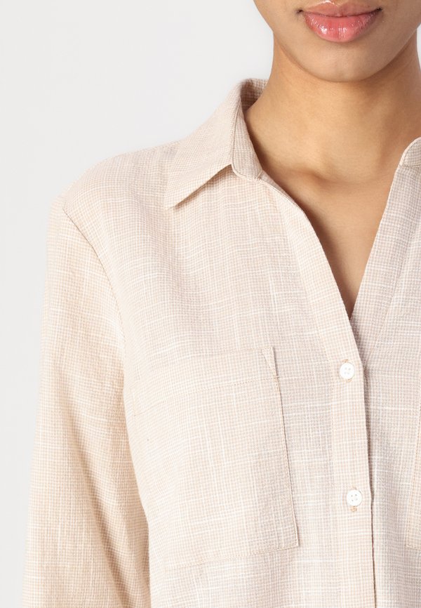 SLUB STRUCTURE - Button-down blouse - summer beige2
