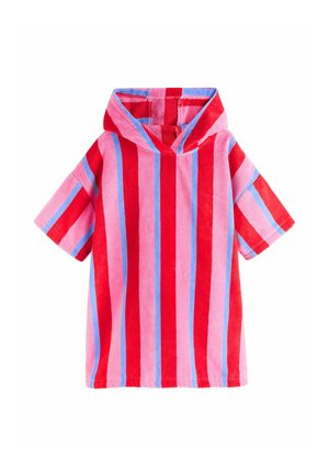 PONCHO  - Doplnky na pláž - pink red stripe slogan