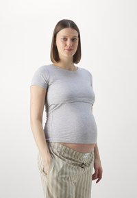Anna Field MAMA 2 PACK - Paprasti marškinėliai - mottled light grey/white