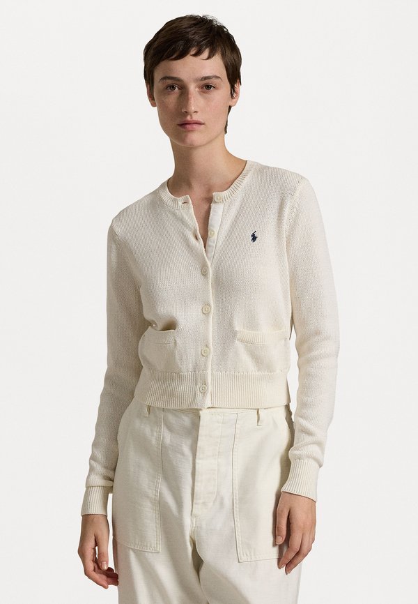 COTTON BLEND CREWNECK CARDIGAN - Cardigan