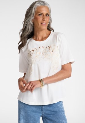 CON RICAMO FLOREALE - T-shirt con stampa - bianco