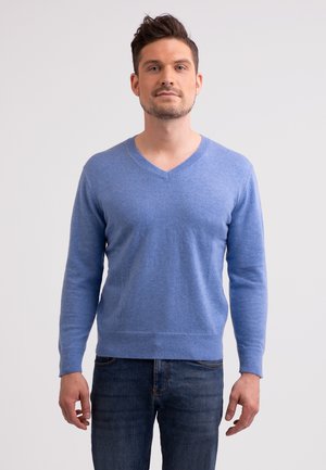 V-AUSSCHNITT - Strickpullover - azurblau