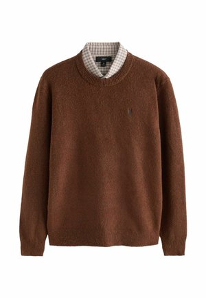 REGULAR FIT GINGHAM MOCK - Džemperis - rust brown