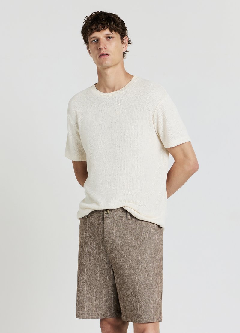 Calliope GIROCOLLO LAVORATA - T-shirt basic - beige chiaro melange
