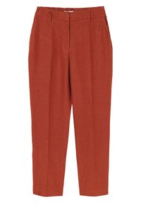 Rustfärgade linnebyxor med rak bendesign, som har två sidofickor och en subtil textur. Elastisk midja för komfort.