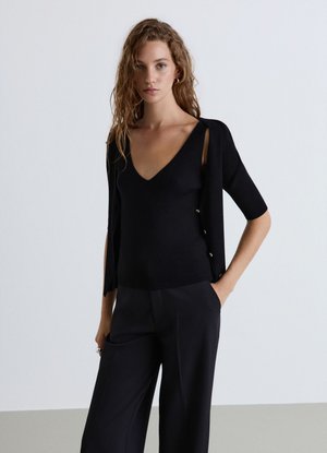 Calliope, T-SHIRT TINTA UNITA - Cardigan - ultrablack