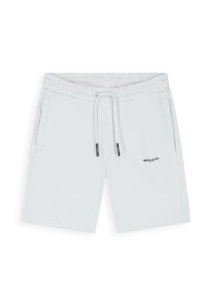 Witte casual shorts met elastische tailleband, trekkoord, zijzakken en klein "BALLIN'" logo op de rechterdij.