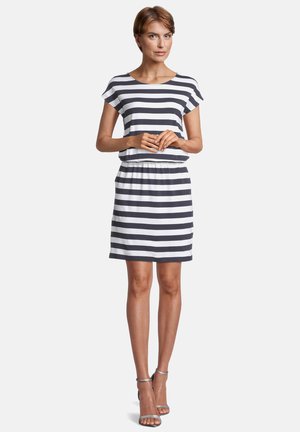 Jersey dress - dunkelblau/weiß