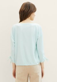 TOM TAILOR DENIM STRUCTURED STRIPE - Langarmshirt - small mint white stripe