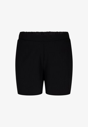 Czarne szorty z elastycznym pasem, gładką teksturą i prostym krojem. Posiadają prosty, minimalistyczny design bez dodatkowych detali.