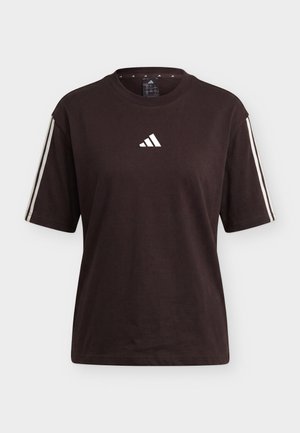 adidas Sportswear, ESSENTIALS 3 STRIPES BOYFRIEND - T-shirt imprimé - aurora coffee/ivory
