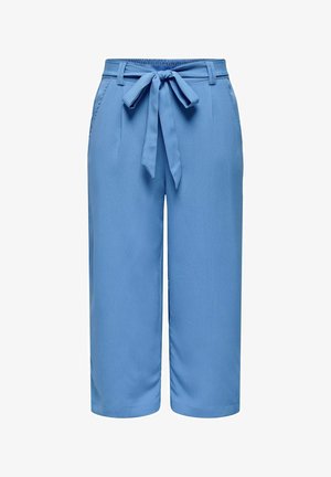 helehallid lühikesed püksid elastse vöökohaga ja seotud vööga. Neil on küljetaskud ning sile, tekstuuriga kangas.