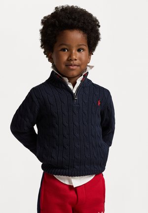 CABLE KNIT COTTON QUARTER-ZIP JUMPER - Jumper - navy