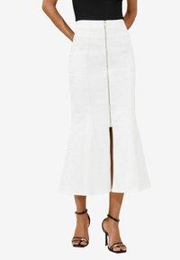 FISHTAIL ZIP FRONT - A-vonalú szoknya - ecru
