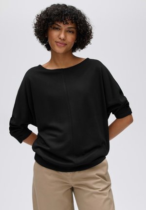 OPUS, RELAXED FIT U-NECK - Long sleeved top - black