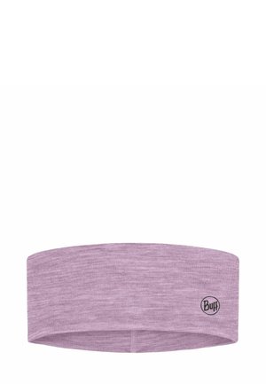 Light purple seamless fabric headband with a small black Buff logo on one side.