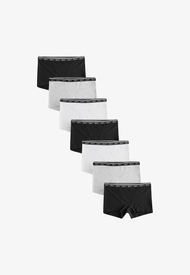 Pack med sju trunks i svart, grått och vitt. Blandning av bomull med en kontrasterande svart midjeband som har "NEXT"-logotypen.