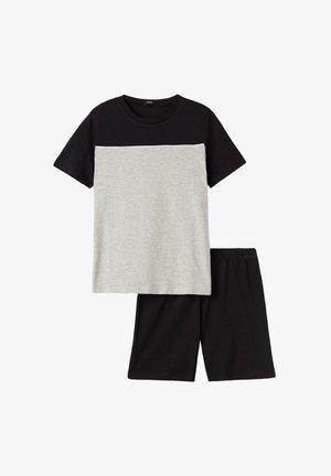 Nachtwäsche Set - schwarz black light grey blend