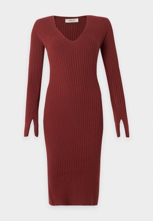 Replay, ESSENTIAL V NECK DRESS - Gebreide jurk - fired brick