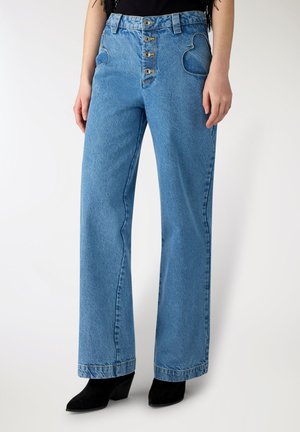 Terranova, CON TASCHE A CUORE POPLAB - Wide Leg - blu denim medio