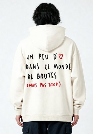 EMBROIDERY HEAYVWEIGHT UNISEX - Kapuutsiga pusa - off white