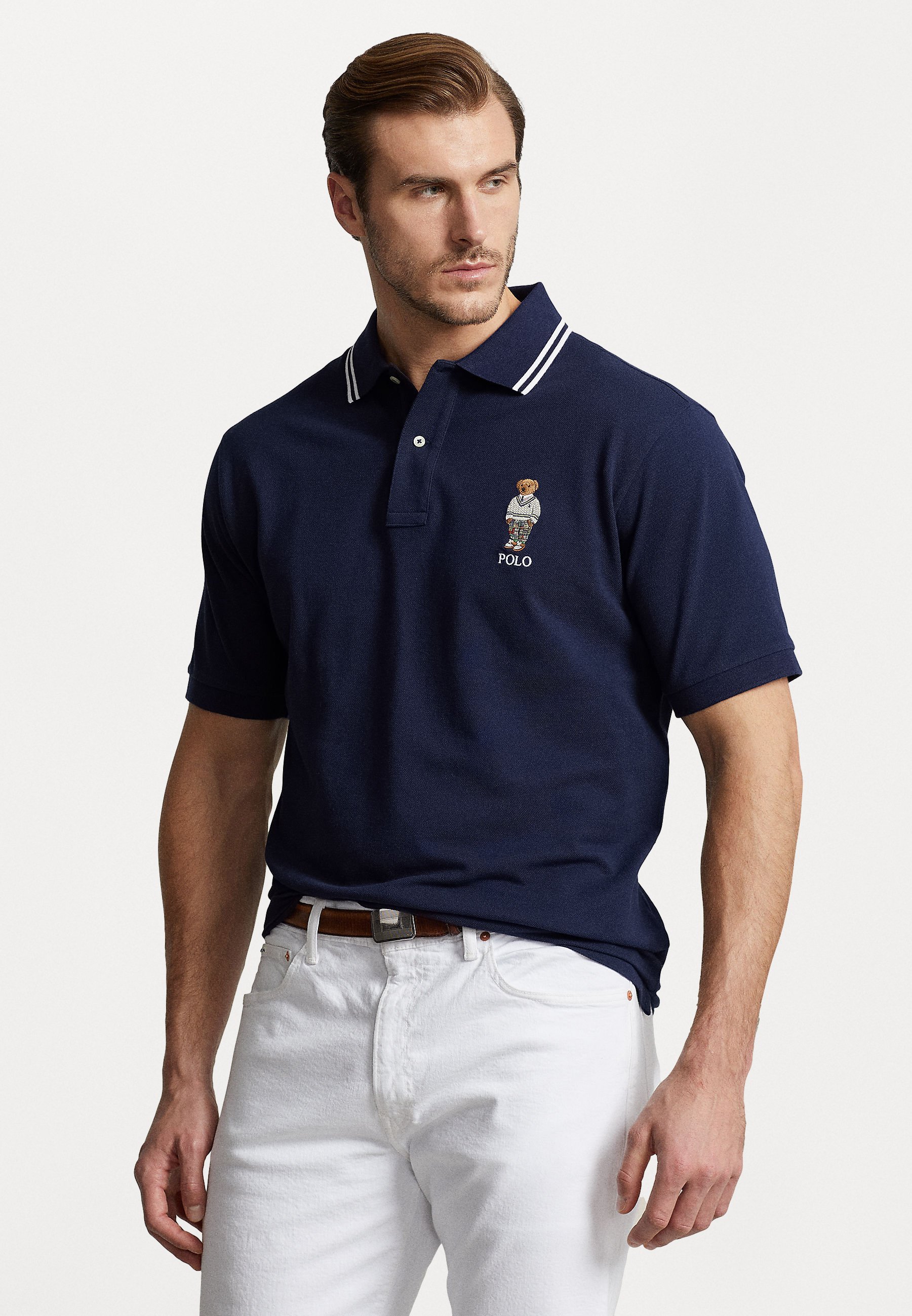 Blue polo shirt with bear Clearance