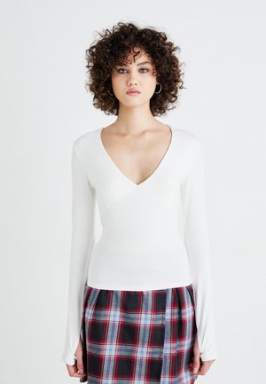 SOFT TOUCH V NECK TOP - Longsleeve - offwhite