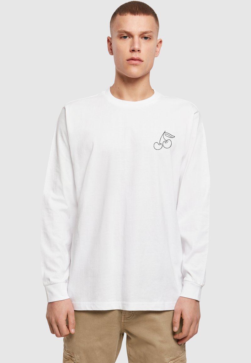 Merchcode CHERRY WITH CUFFRIB - Maglietta a manica lunga - white