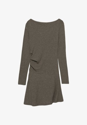PULL&BEAR, SHORT WITH GATHERED DETAIL AND SOFT TOUCH - DRESS - Robe en jersey - dark brown