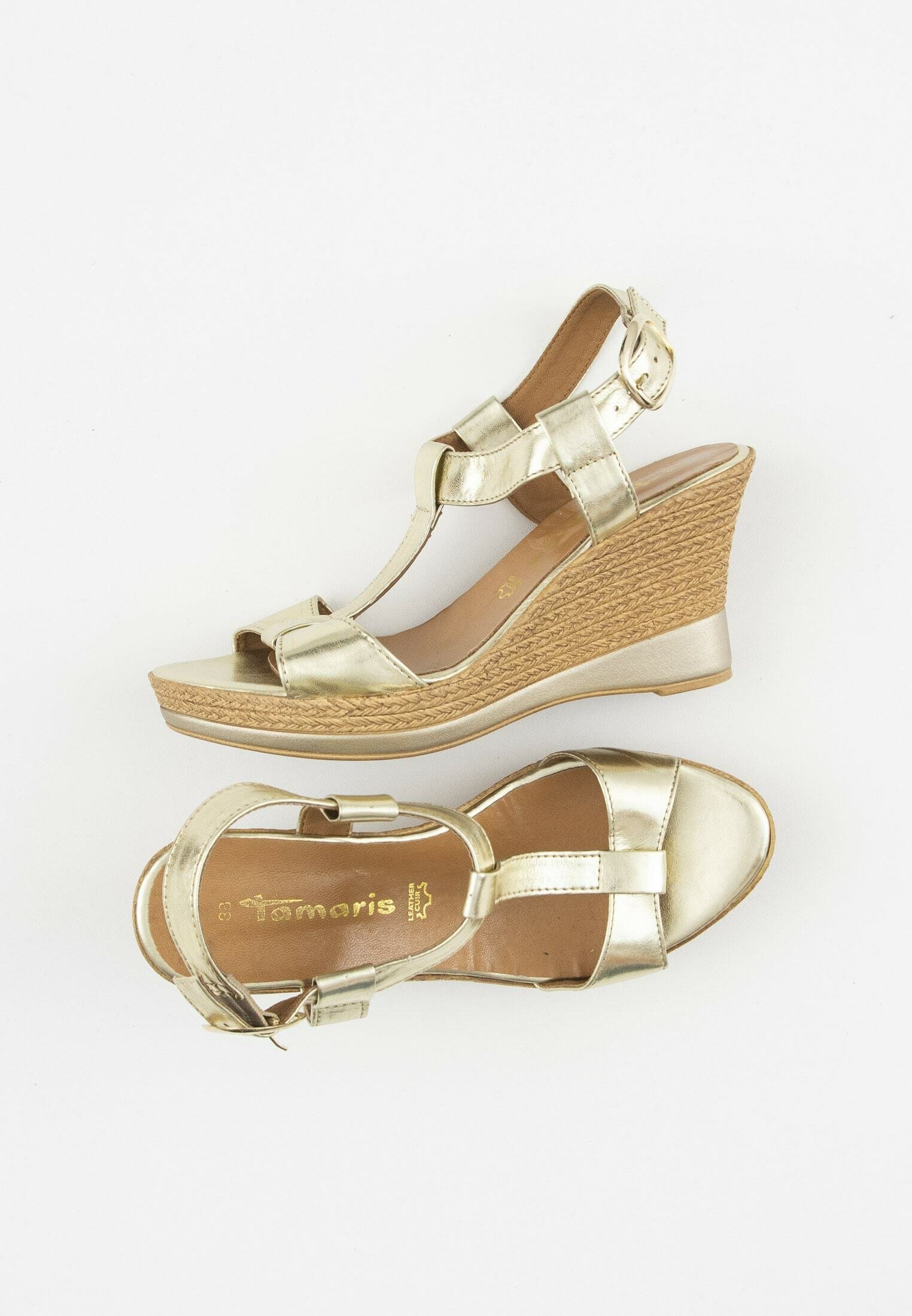 Tamaris Sandalen met sleehak - gold/goudkleurig - Zalando.be
