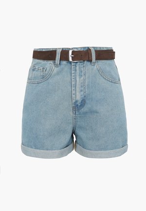 Even&Odd, WITH BELT - Džínové kraťasy - blue denim