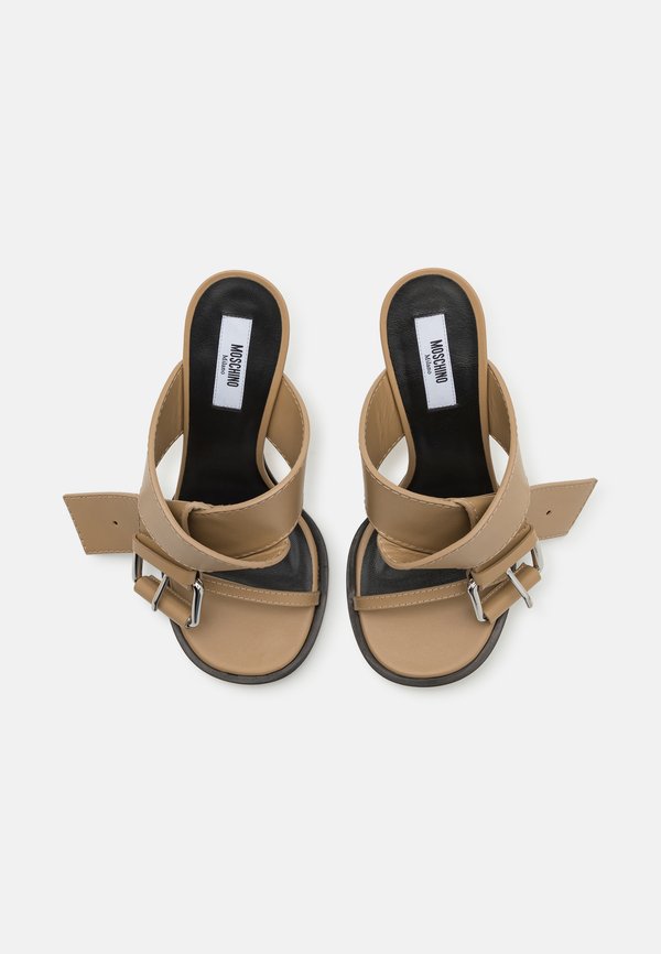BELTED UP - Heeled mules - beige4