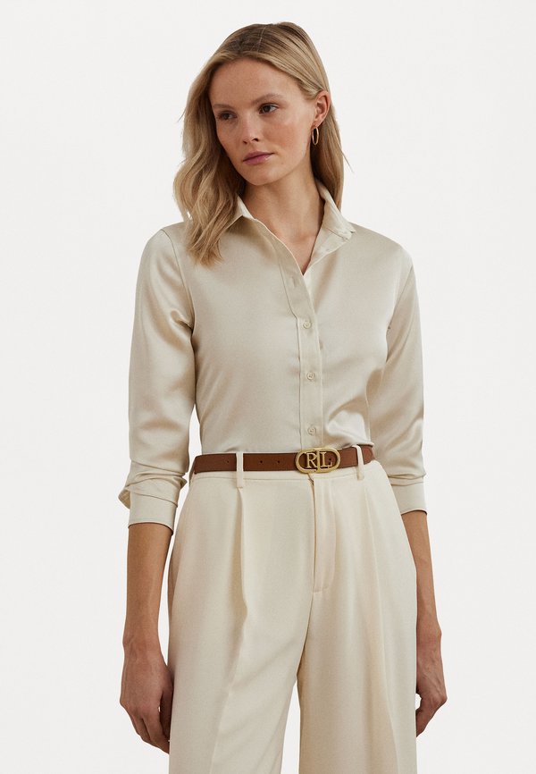 CLASSIC FIT SATIN CHARMEUSE SHIRT - Button-down blouse - mascarpone cream