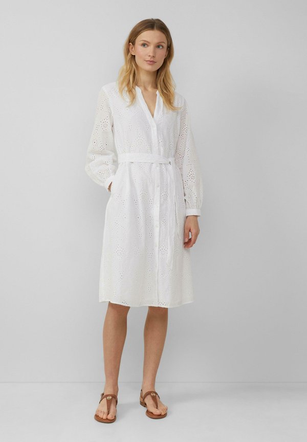 A-SHAPE MIT LOCHSTICKEREI UND V AUSSCHNITT - Blusenkleid - weiß
