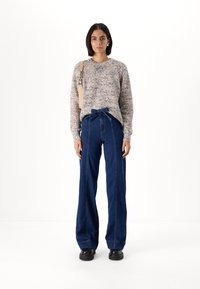 ONLY Tall ONLMADISON BLUSH WIDE BELT - Široké nohavice - dark blue denim