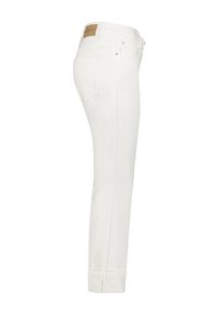 Witte denim jeans met een slim fit, met een omslag bij de enkel, een achterzak en een tanleren label bij de tailleband.