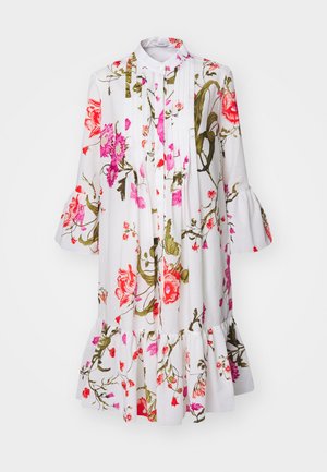 3/4 SLEEVE SHORT DRESS WITH TIER HEM - Robe chemise - white