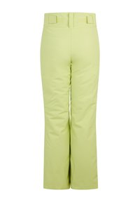 Light green ski pants with a straight fit, adjustable waistband, and smooth texture. Features reinforced seams and no visible hardware.