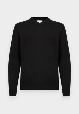 SERGE V NECK - Strickpullover - black