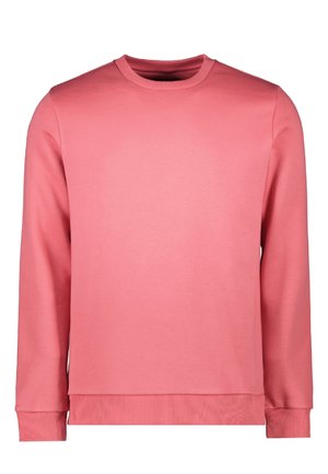 Lichtroze sweatshirt van een zachte katoenmix. Heeft een ronde hals, lange mouwen, geribbelde boorden en een rechte zoom. Zachte textuur.