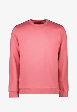Lichtroze sweatshirt van een zachte katoenmix. Heeft een ronde hals, lange mouwen, geribbelde boorden en een rechte zoom. Zachte textuur.