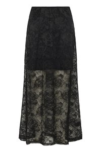 Must mustriline must mannequin sinine punase musta lace variant enameling ja läbipaistva alumise osa. Elastne vöökoht ja soliidsest ülemisest osast rohkelt segamine tekstuuri ja disainiga.