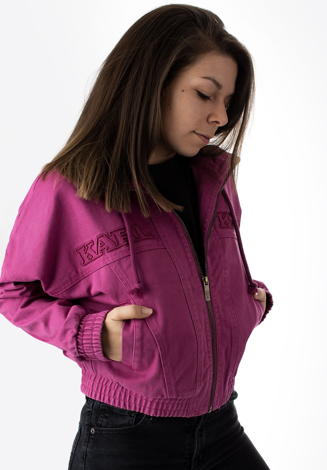 dark pink jacket