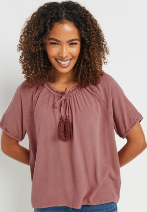 ACID WASH TIE NECK - Bluse - pink