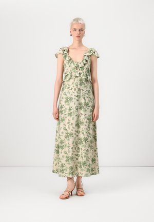 VMPALMA ANCLE FRILL DRESS  - Vestito elegante - oatmeal/green palma