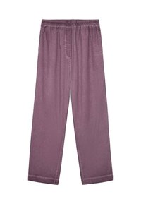 Ljuslila, löst sittande byxor med elastisk midja. Mjuk textur och rak skärning, med en detalj av framfickor.