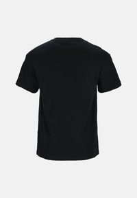 Black short-sleeve t-shirt, made of cotton, featuring a classic round neckline and a relaxed fit. No visible patterns or accents.