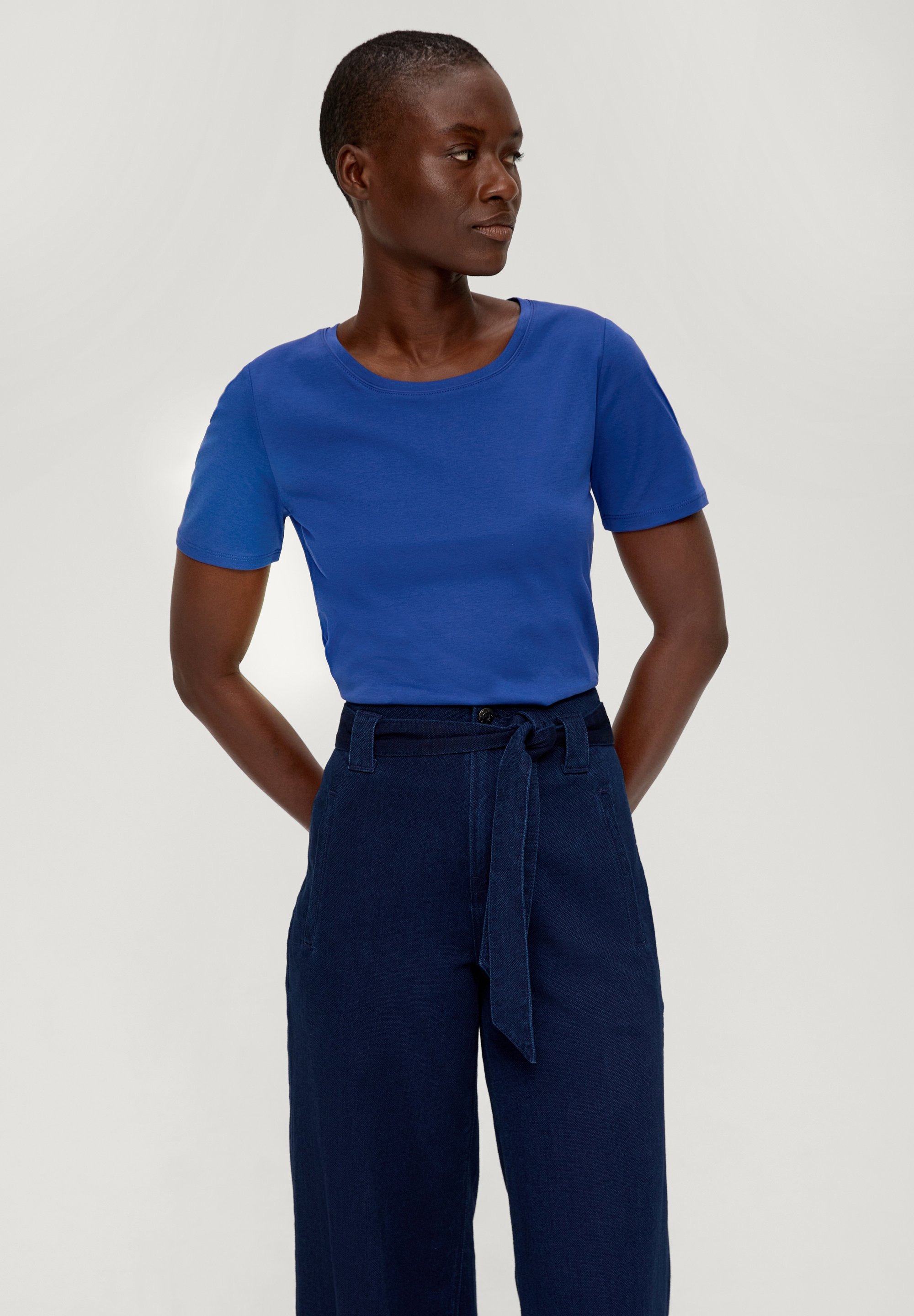 S.OLIVER T-Shirt Donna Blu Basic Casual Cotone (IT 46, EU 42